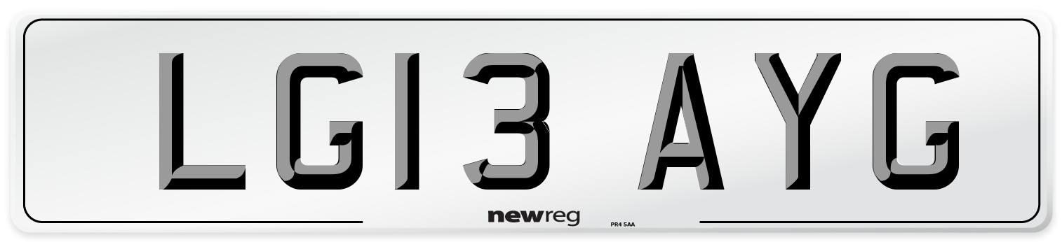 LG13 AYG Number Plate from New Reg